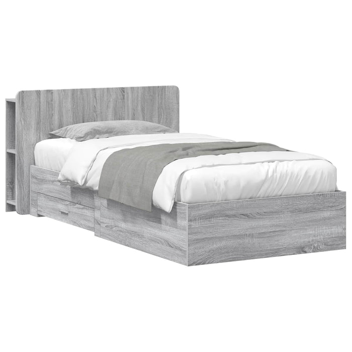 Cadru de pat cu depozitare cu headboard Sonoma gri 100 x 200 cm - WALTI WALTI