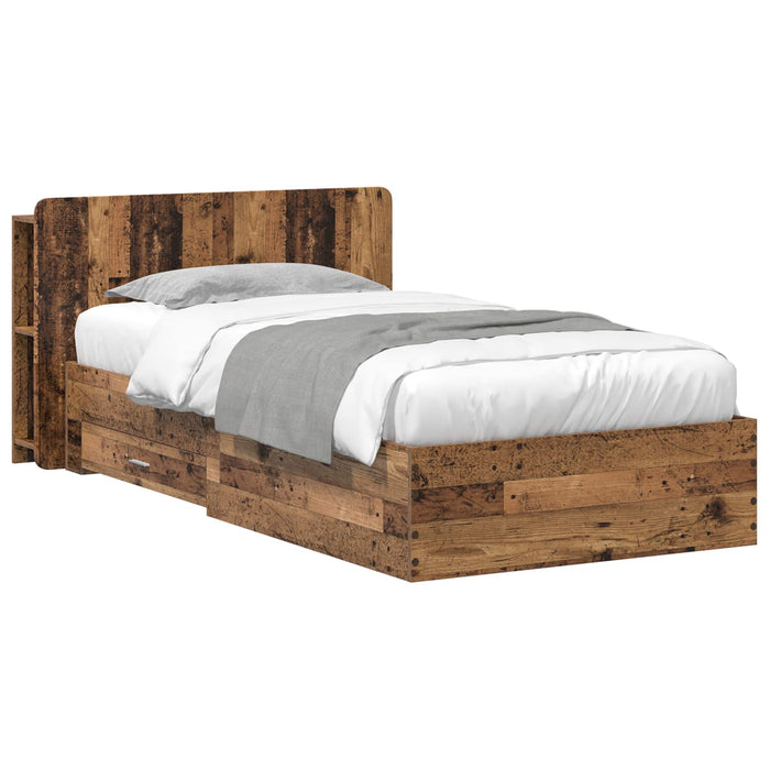 Cadru de pat cu depozitare cu headboard Lemn vechi 100 x 200 cm - WALTI WALTI