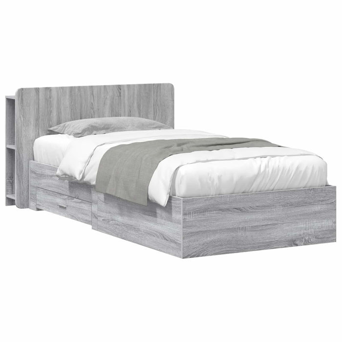 Cadru de pat cu depozitare cu headboard Sonoma gri 90 x 200 cm - WALTI WALTI