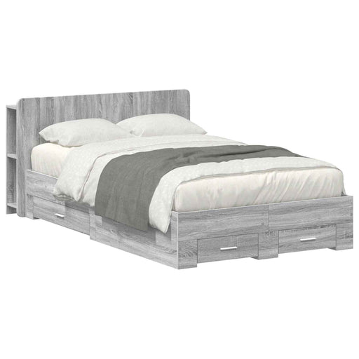 Cadru de pat cu depozitare cu headboard Sonoma gri 120 x 190 cm - WALTI WALTI