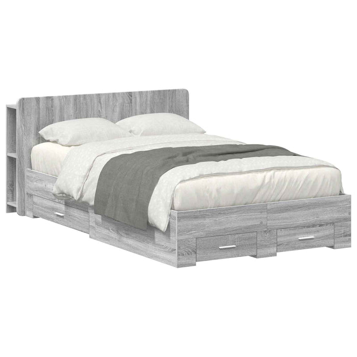 Cadru de pat cu depozitare cu headboard Sonoma gri 120 x 190 cm - WALTI WALTI