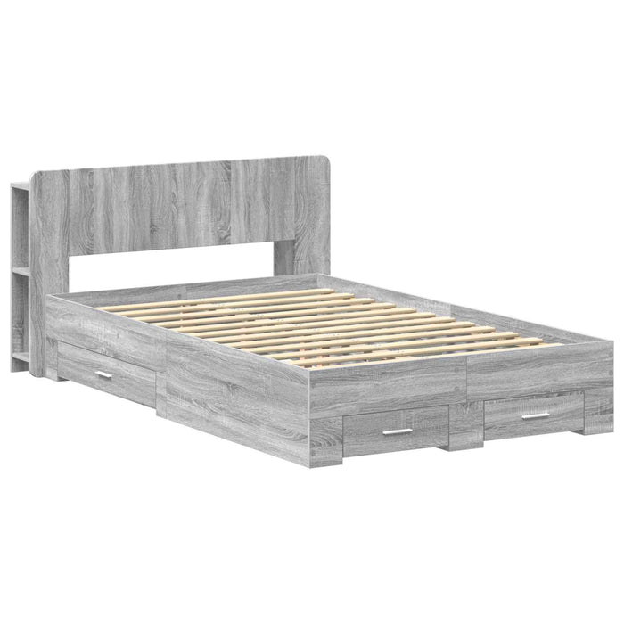 Cadru de pat cu depozitare cu headboard Sonoma gri 120 x 190 cm - WALTI WALTI