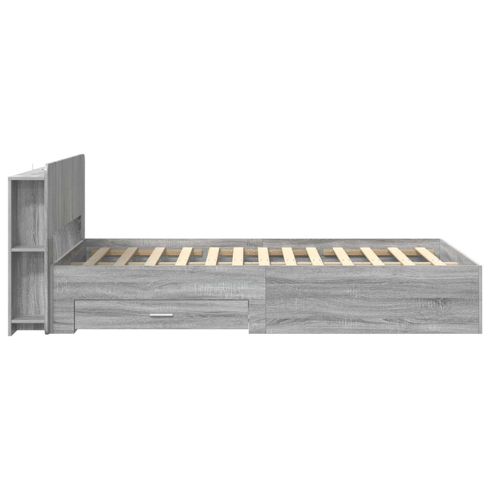 Cadru de pat cu depozitare cu headboard Sonoma gri 120 x 190 cm - WALTI WALTI