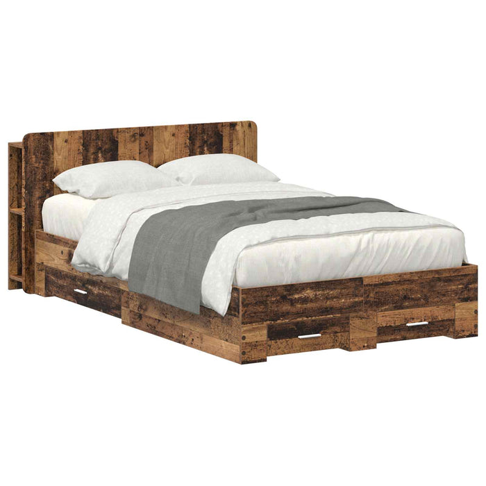 Cadru de pat cu depozitare cu headboard Lemn vechi 120 x 190 cm - WALTI WALTI