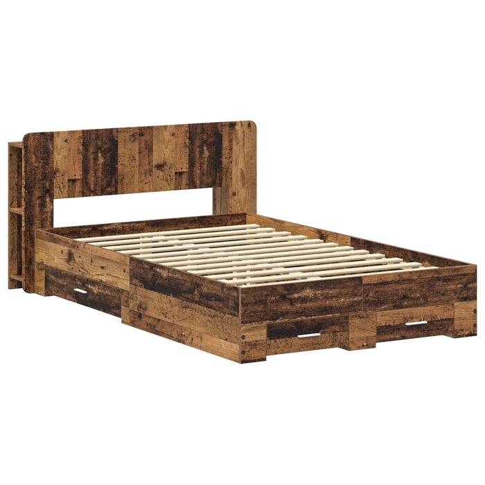 Cadru de pat cu depozitare cu headboard Lemn vechi 120 x 190 cm - WALTI WALTI
