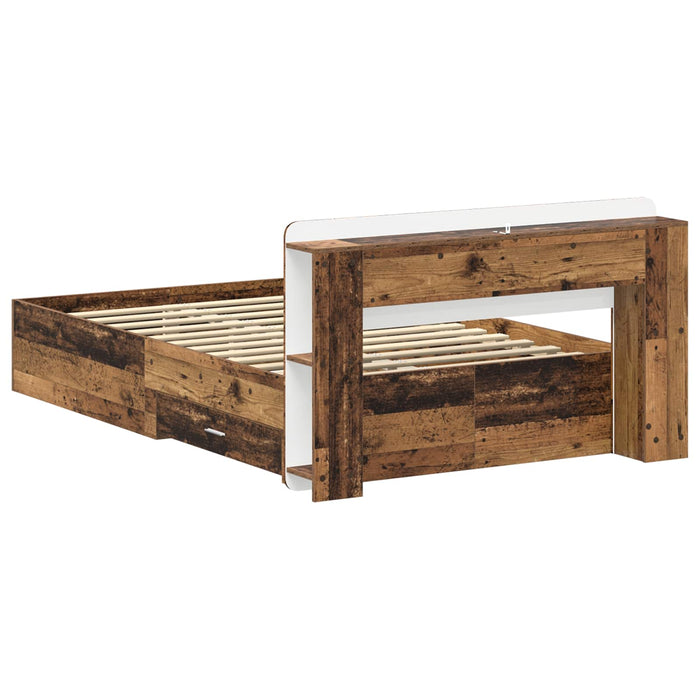 Cadru de pat cu depozitare cu headboard Lemn vechi 120 x 190 cm - WALTI WALTI