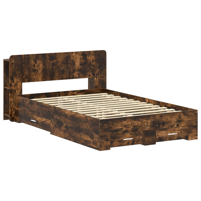 Cadru de pat cu depozitare Stejar fumuriu 120 x 190 cm WALTI