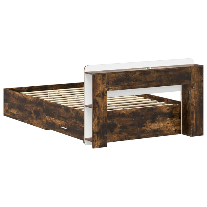 Cadru de pat cu depozitare Stejar fumuriu 120 x 190 cm WALTI