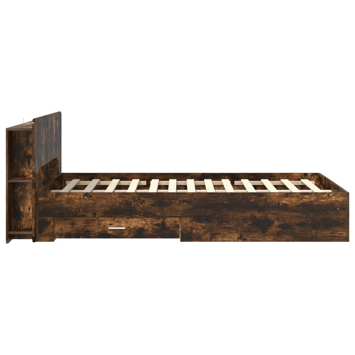 Cadru de pat cu depozitare Stejar fumuriu 120 x 190 cm WALTI