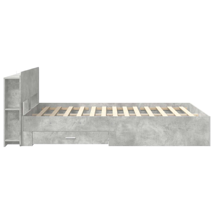 Cadru de pat cu depozitare cu headboard Gri Beton 160 x 200 cm WALTI