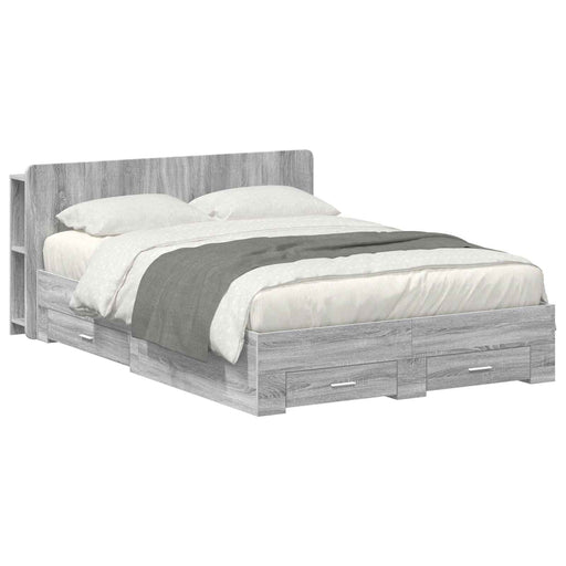 Cadru de pat cu depozitare cu headboard Sonoma gri 160 x 200 cm - WALTI WALTI