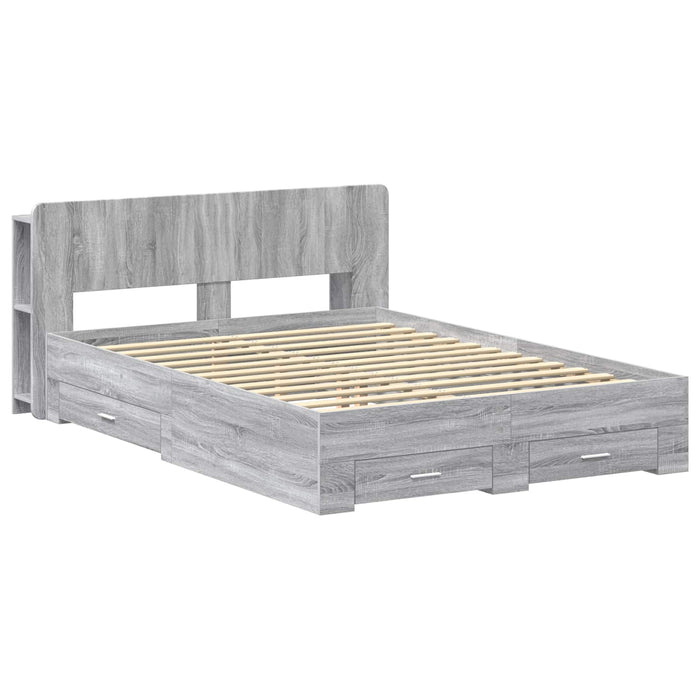 Cadru de pat cu depozitare cu headboard Sonoma gri 160 x 200 cm WALTI