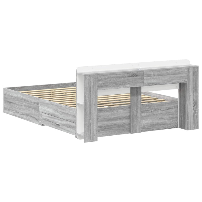 Cadru de pat cu depozitare cu headboard Sonoma gri 160 x 200 cm WALTI