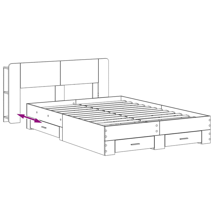 Cadru de pat cu depozitare cu headboard Sonoma gri 160 x 200 cm WALTI