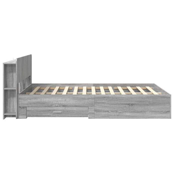 Cadru de pat cu depozitare cu headboard Sonoma gri 160 x 200 cm WALTI