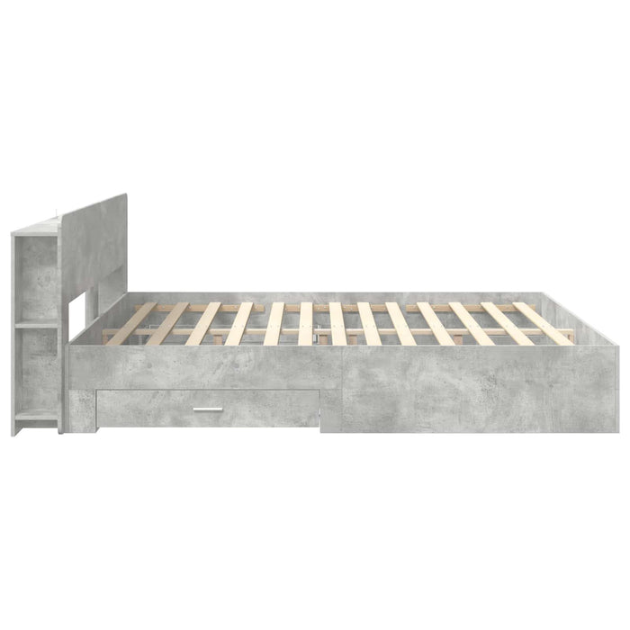 Cadru de pat cu depozitare cu headboard Gri Beton 200 x 200 cm - WALTI WALTI