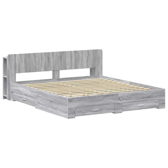 Cadru de pat cu depozitare cu headboard Sonoma gri 200 x 200 cm - WALTI WALTI
