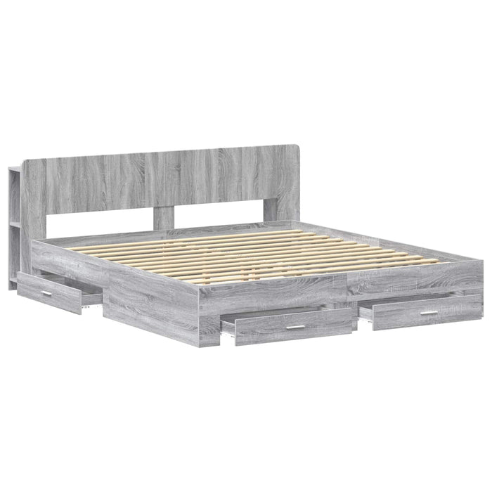 Cadru de pat cu depozitare cu headboard Sonoma gri 200 x 200 cm - WALTI WALTI