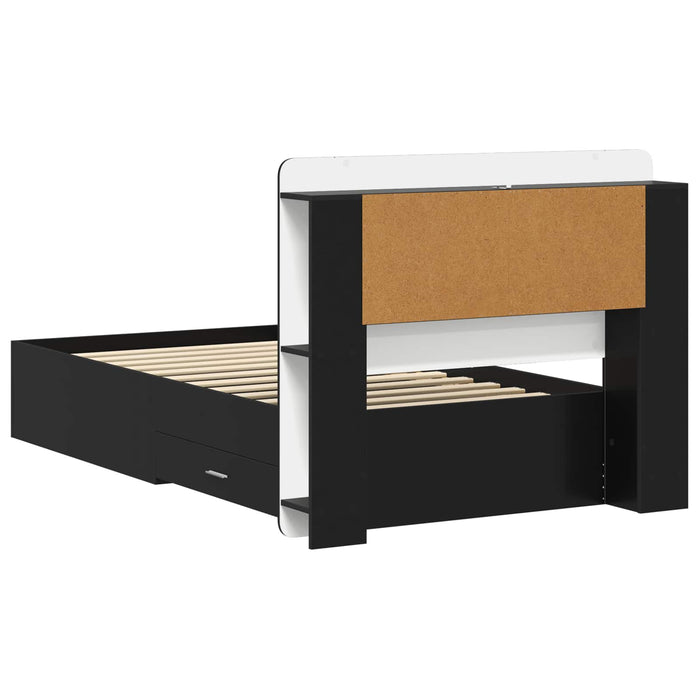 Cadru de pat cu depozitare Negru 75 x 190 cm Lemn prelucrat - WALTI WALTI