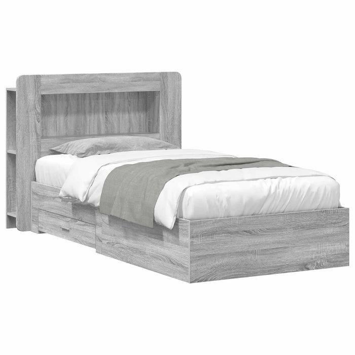 Cadru de pat cu depozitare cu headboard Sonoma gri 75 x 190 cm - WALTI WALTI