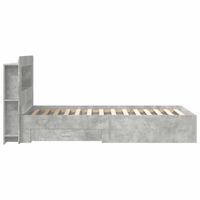 Cadru de pat cu depozitare Gri Beton 80 x 200 cm Lemn prelucrat - WALTI WALTI