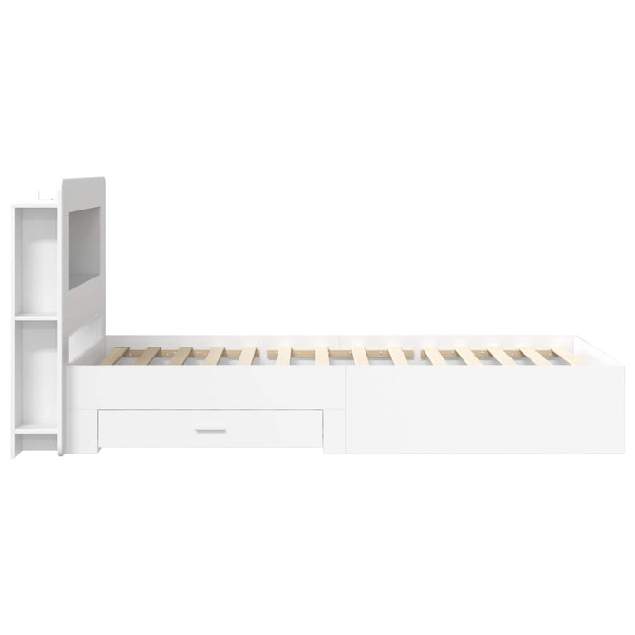 Cadru de pat cu depozitare Alb 80 x 200 cm Lemn prelucrat - WALTI WALTI