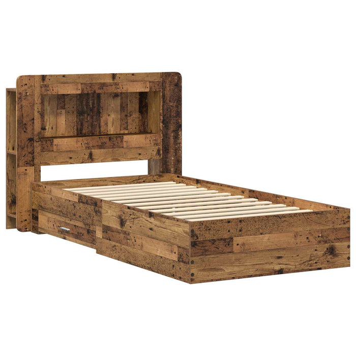 Cadru de pat cu depozitare cu headboard Lemn vechi 90 x 190 cm - WALTI WALTI