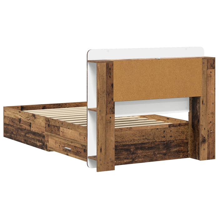 Cadru de pat cu depozitare cu headboard Lemn vechi 90 x 190 cm - WALTI WALTI