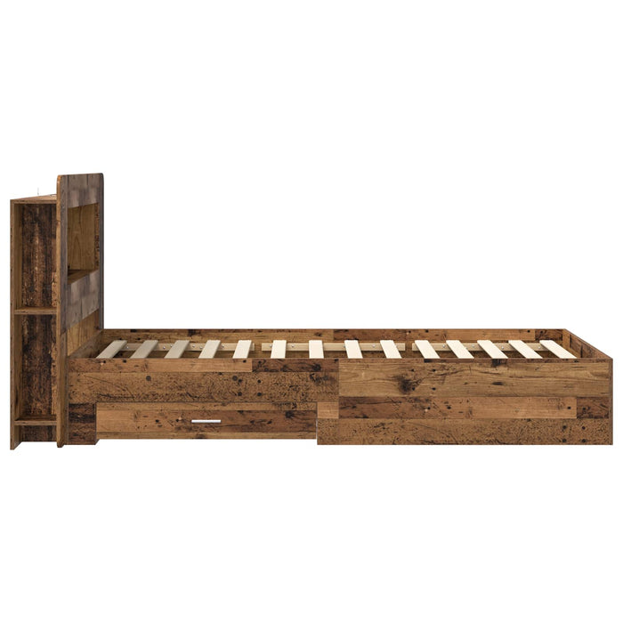 Cadru de pat cu depozitare cu headboard Lemn vechi 90 x 190 cm - WALTI WALTI