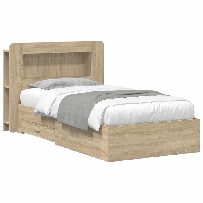 Cadru de pat cu depozitare Stejar Sonoma 90 x 190 cm - WALTI WALTI
