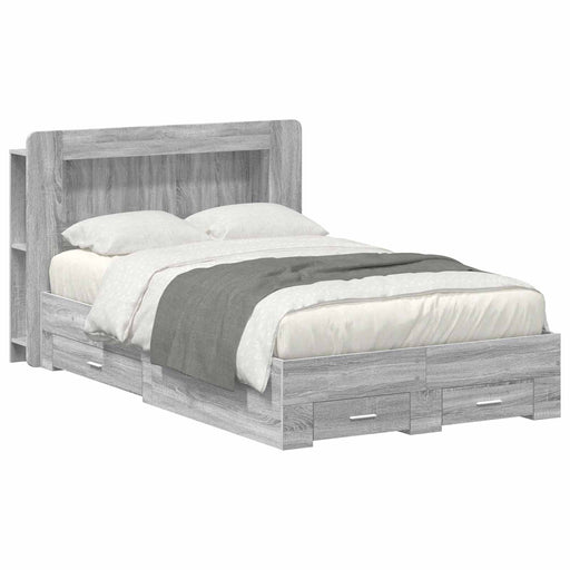 Cadru de pat cu depozitare cu headboard Sonoma gri 120 x 190 cm - WALTI WALTI