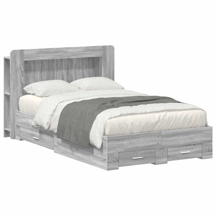 Cadru de pat cu depozitare cu headboard Sonoma gri 120 x 190 cm - WALTI WALTI