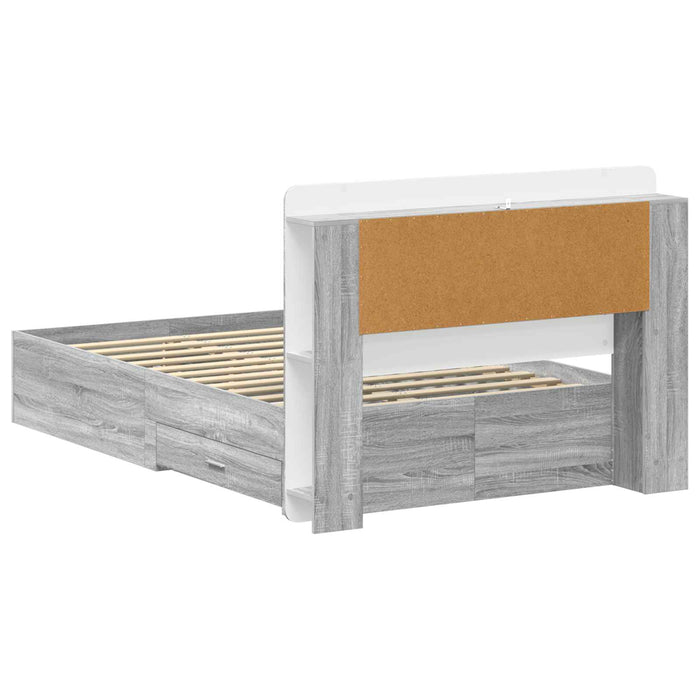 Cadru de pat cu depozitare cu headboard Sonoma gri 120 x 190 cm - WALTI WALTI