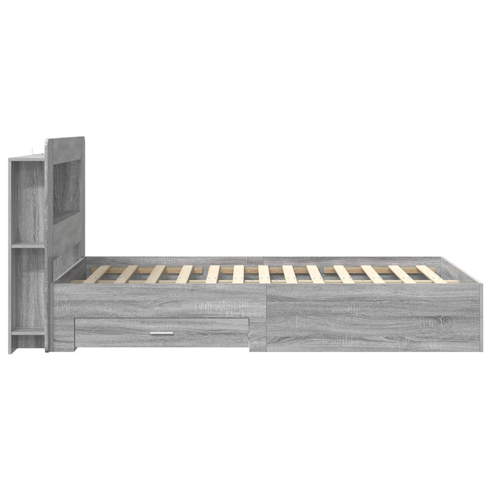 Cadru de pat cu depozitare cu headboard Sonoma gri 120 x 190 cm - WALTI WALTI