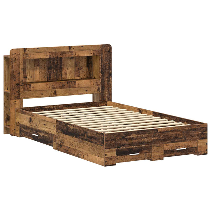 Cadru de pat cu depozitare cu headboard Lemn vechi 120 x 190 cm - WALTI WALTI