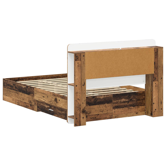 Cadru de pat cu depozitare cu headboard Lemn vechi 120 x 190 cm - WALTI WALTI