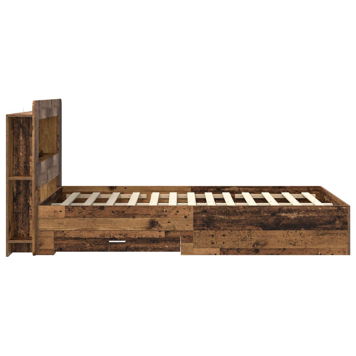 Cadru de pat cu depozitare cu headboard Lemn vechi 120 x 190 cm - WALTI WALTI
