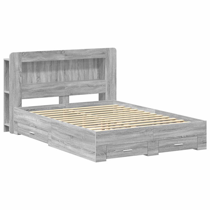 Cadru de pat cu depozitare cu headboard Sonoma gri 140 x 200 cm - WALTI WALTI