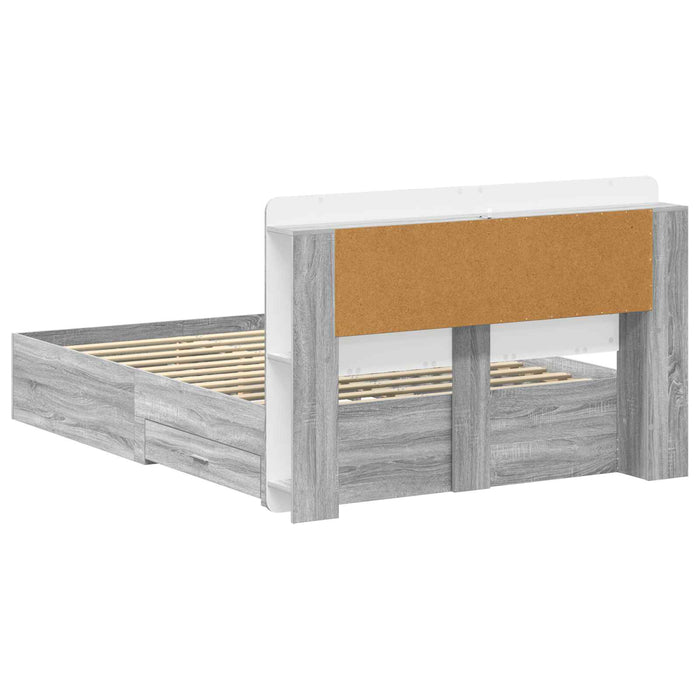 Cadru de pat cu depozitare cu headboard Sonoma gri 140 x 200 cm - WALTI WALTI