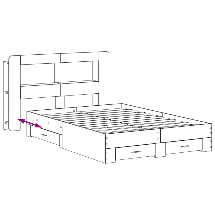 Cadru de pat cu depozitare cu headboard Gri Beton 150 x 200 cm WALTI