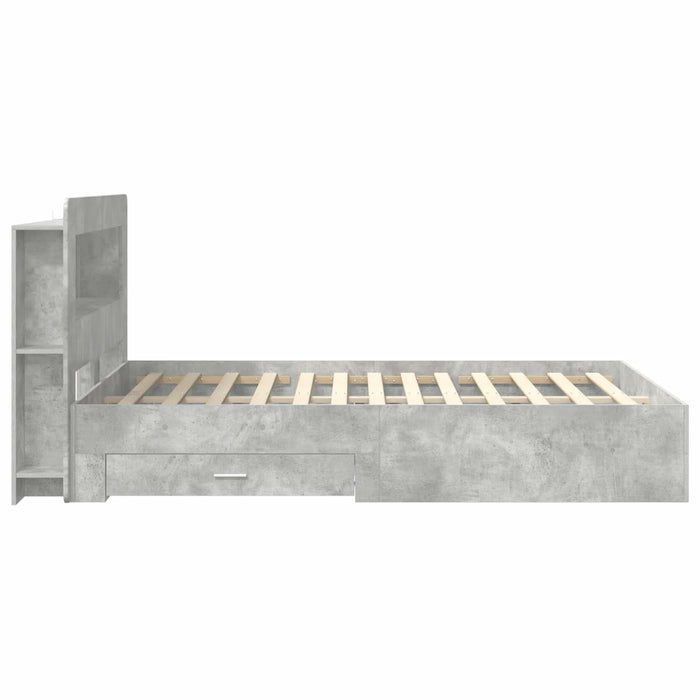 Cadru de pat cu depozitare cu headboard Gri Beton 150 x 200 cm WALTI