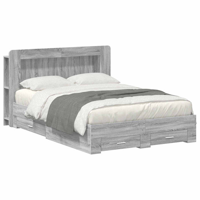 Cadru de pat cu depozitare cu headboard Sonoma gri 160 x 200 cm - WALTI WALTI