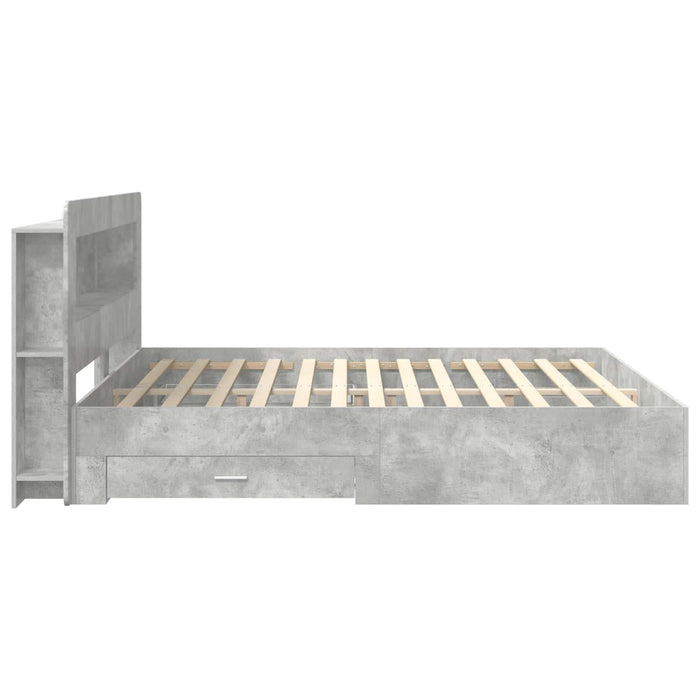 Cadru de pat cu depozitare cu headboard Gri Beton 200 x 200 cm - WALTI WALTI