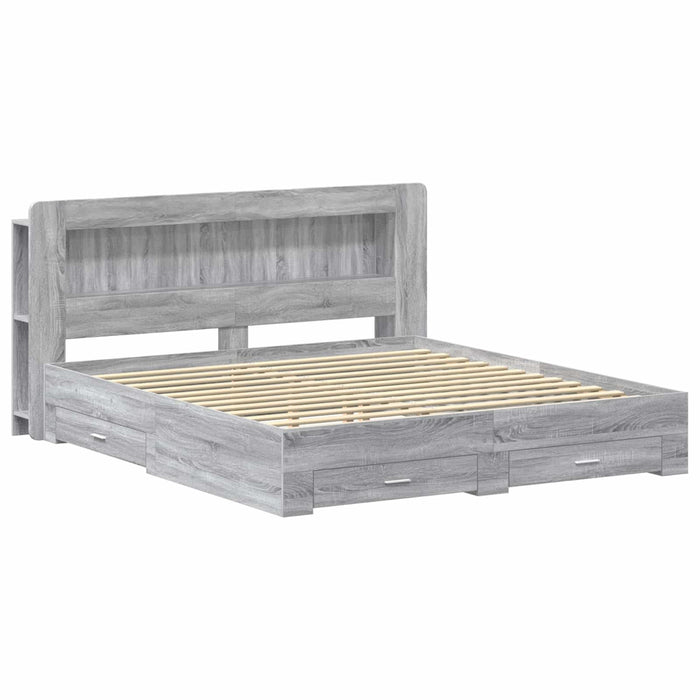 Cadru de pat cu depozitare cu headboard Sonoma gri 200 x 200 cm - WALTI WALTI