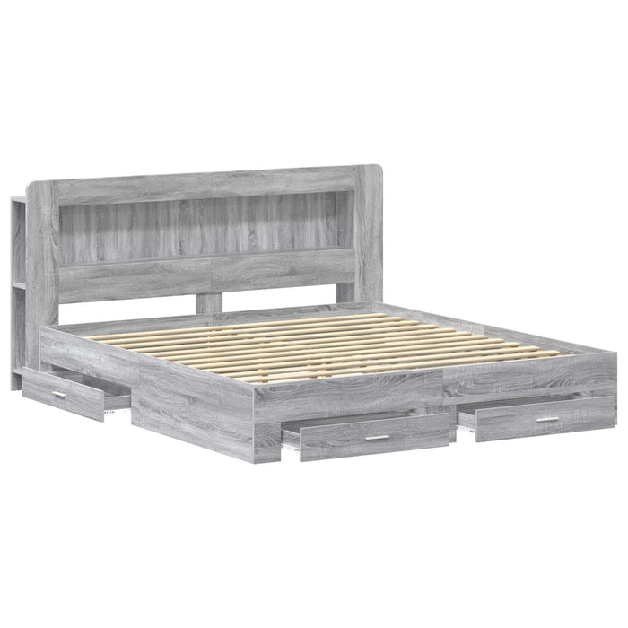 Cadru de pat cu depozitare cu headboard Sonoma gri 200 x 200 cm - WALTI WALTI