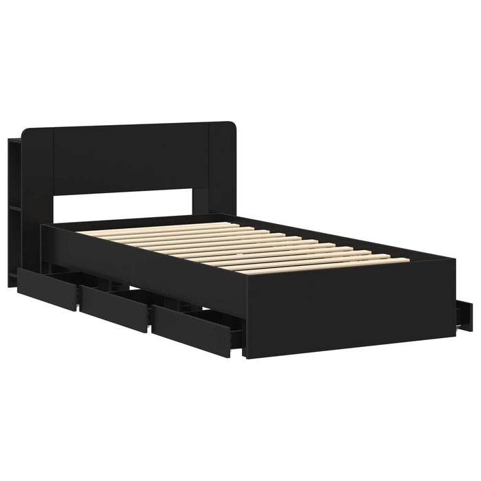 Cadru de pat cu depozitare Negru 75 x 190 cm Lemn prelucrat - WALTI WALTI