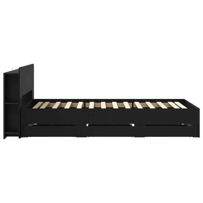 Cadru de pat cu depozitare Negru 75 x 190 cm Lemn prelucrat - WALTI WALTI
