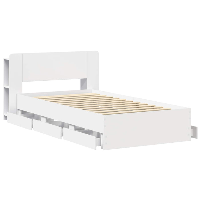 Cadru de pat cu depozitare Alb 75 x 190 cm Lemn prelucrat - WALTI WALTI