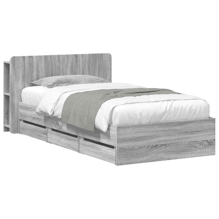 Cadru de pat cu depozitare cu headboard Sonoma gri 80 x 200 cm - WALTI WALTI