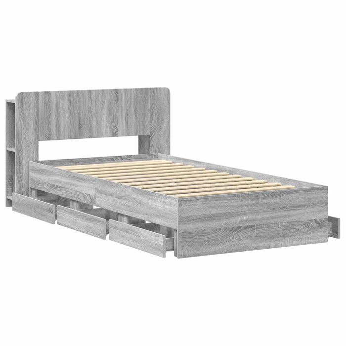 Cadru de pat cu depozitare cu headboard Sonoma gri 80 x 200 cm - WALTI WALTI